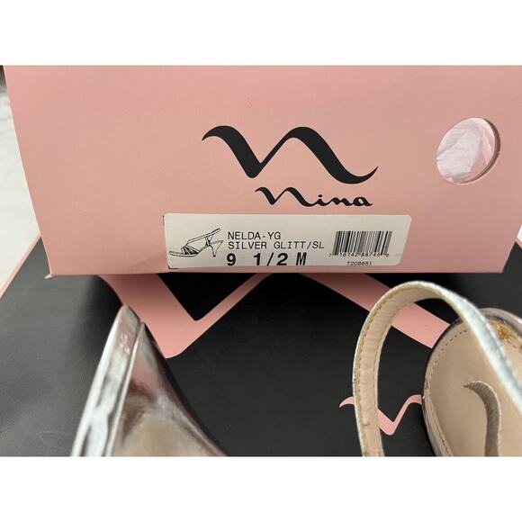 Nina Nelda Sandal Women’s 9.5 M Silver Glitter Incls Box. Beautiful shoes! - Picture 8 of 13